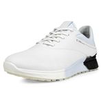 ECCO Men's S-Three Gore-tex Waterproof Golf Shoe, White/Black/Air, 8-8.5