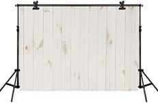 Harfirbe 7x5ft/2.2x1.5m White Wood Backdrops Wooden Backgrounds for Photography Studio