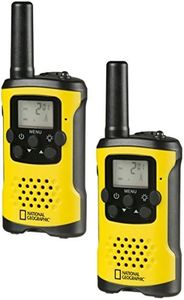 Bresser National Geographic PMR-Walkie Talkie - Radio con Alcance de hasta 6 km, Pantalla LCD, Linterna, función VOX, 8 Canales, 10 Tonos de Timbre, conexión para Auriculares, Libre de Licencia