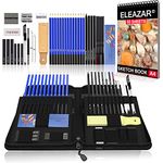 ELEAZARDrawing pencils with sketch book 50 pages A4, drawing pencils and sketching kit, 41-piece complete artist kit including graphite pencil, pastel stick and eraser, professional sketching pencil kit for drawing…