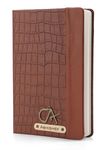 AICA Personalized Name & Charm Leather Notebook Diary -A5 Size, 180 Ruled Pages (Tan Brown) | Customized Farewell Retirement Appreciation Daily Journal Diary Gifts for Staff Boss Coworkers Team Employees