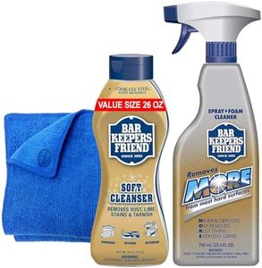 Bar Keepers Friends Soft Cleanser (26 oz.) and Spray + Foam More Cleaner (25.4 oz.) Bundled with Microfiber Cleaning Cloth