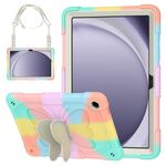 HOGENL Cover for Samsung Galaxy Tab A9+ Plus 11 inch Case for Kids Girl, Galaxy Tab A9+ 2023 Released with Butterfly Stand Shoulder Strap Shockproof Full Body Protective, Colorful Rosegold