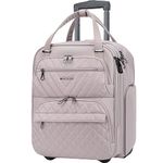 KROSER Carry On Underseat Multi-functional, 16-inch Underseater Lightweight Overnight Suitcase for Women, Grey Pink, 7x12x16 inches