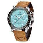 BY BENYAR Mens Watches Analog Quartz Chronograph Waterproof Luminous Watch for Men Business Work Sport Casual Fashion Brown Leather Band Dress Men's Wrist Watches Elegant Gifts for Men Father's Day