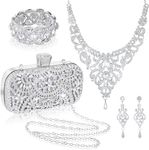 Quelay 4 Pcs Purse Rhinestone Jewel