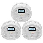3 Pack Combination Photoelectric Smoke and Carbon Monoxide Alarm Detector with Digital Display; Battery-Operated Smoke Carbon Monoxide Alarm