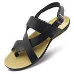 Harssidanzar Mens Leather Sandals GM202,Black,Size 9