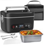 Swiitaey Cordless Electric Lunch Box 5.1 Cups, 24,000mAh Rechargeable Heated Lunch Box for Adults, Men, Portable Food Warmer Self Heating Lunches Boxs with Insulated Bag, Cutlery, Removable Divider