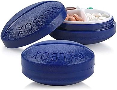 Small Pill Boxes - Pack of 2 - Mini Compact Round Portable 4 Compartment Travel Pills Case Organizer, Vitamin and Medication Dispenser Holder for Up to 4 Times a Day, BPA Free Pill Reminder