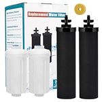 Water Filter System Replacement for Berkey Water Filter, Gravity Water Filter Replacement, 2 Activated Carbon Filters and 2 Fluoride Filters Compatible with Purifiers, Pack of 4