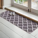 Carvapet Washable Door Mat Indoor Dirt Trapper Front Doormats Moroccan Trellis Entrance Rug Runner Carpet Floor Mat(50x160cm,Grey)