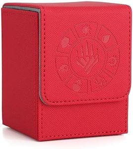 Arkeiliy Card Deck Box, 110+ Storage MTG Deck Box with 50 Pcs Card Sleeve, Collectible Trading Card Cases for Magic Commander and More (Red)
