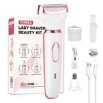 VIFERA 6-in-1 Trimmer for Women – Facial Hair Removal Machine, Bikini Trimmer, Eyebrow & Nose Hair Trimmer – Painless Body Hair Trimmer for Women – Type-C, 90 Min, Waterproof (White)