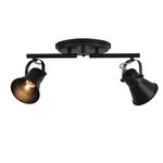 KEESFU 2-Light Track Lighting Kit,Black Semi Flush Mount Ceiling Light with 2 Rotatable Light Heads,Industrial Accent Lighting for Livingroom,Bathroom,Hallway,Art Wall,Bathroom,Kitchen.(2-Light)