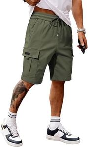 JMIERR Mens Cargo Shorts Casual Stretch Classic Drawstring Relaxed Fit Summer Work Capri Shorts with Pockets,US 34(M),Army Green