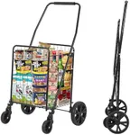 Garveetech Folding Shopping Cart with 22 Gallon Large Basket, Large Capacity Jumbo Grocery Cart, 360° Swivel Wheels, 110 Lbs Large Capacity Utility Cart for Laundry, Shopping, Grocery, Luggage, Picnic