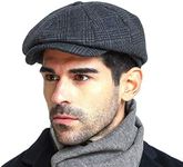 Men’s Vintage Newsboy Gatsby Hat Blend Wool Flat Ivy Cabbie Autumn Winter Cap Boyfriend Gift (M)