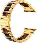 Wearlizer Tortoise Resin Compatible with Apple Watch Bands 38/40/41/42mm Womens, Wristbands Gold Stainless Steel Replacement Classic Strap Metal iWatch Series 11 10 9 8 7 6 5 4 3 SE/Ultra 3 2 1