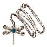 Vintage Art Deco Style Bronze Chain Fashion Necklace Dragonfly Pendant By VAGA®