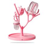 DaKos Baby Bottle Drying Rack, Baby Bottle Drying Stand, Drainer for Baby Bottles, Feeding Cup Nipple Storage, Compact and Portable Stylish Design (Tree Shaped, Pink)