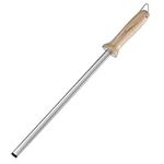 Navaris Diamond Knife Sharpener Steel - Japanese Chefs Knife Sharpener with Ergonomic Wooden Handle - Honing Rod for Chef's Knives Carving Knives and More - Diamond Sharpening Rod