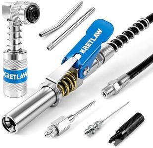 KRETLAW 8-Piece Grease Gun Fittings Kit with 90 Degree Grease Gun Coupler Adapter, 18-Inch Flexible Grease Gun Hose, Grease Gun Tips, Grease Zerk Cleaner, fits All 1/8" NPT Grease Guns
