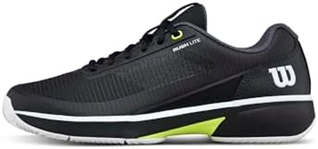 WILSON Rush Lite 5 Clay Men's Tennis Shoe - Black/White/Safety Yellow, Size 11