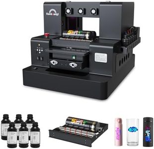 Rainbowdgt UV Printer Machine with Computer XP600 A4 Multifunction Flatbed Printers with Bottle Holder for Acrylic Metal Golf Bottle Phone Case and More
