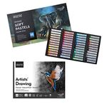 BRUSTRO Artists Soft Assorted Pastels Set Of 48 With Drawing Pad A4