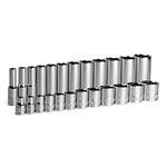 Capri Tools 3/8 in. Drive Shallow and Deep Chrome Socket Set, 6-Point, 5/16 to 1 in., 24-Piece