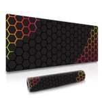 Dyazo Hexagonal Pattern Desk Mat | Water-Resistant Anti-Slip Desk Pad | Extended Gaming Mouse Pad with Rubber Stitched Edges (800mm x 300mm x 3mm) for Laptop & Computer – Black & Orange
