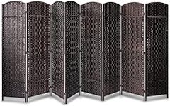 SereneLife Woven Fiber Screen Room Divider - Portable Freestanding Indoor Decorative 8-Panel Room Divider, Room Separator, Folding Privacy Screen, Dressing Area, Office - SereneLife SLRDX89