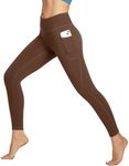 Heathyoga Women's Yoga Pants Leggings with Pockets for Women High Waist Yoga Pants with Pockets Workout Leggings Tights Brown