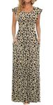 AUSELILY Summer Casual Swing Long Dress for Women Sexy Leopard Print Slim Stretchy High Waist Maxi Dress for Daily,Beach,Cocktail S