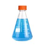 3 Pieces Pastein 1000ml Narrow Mouth Graduated Lab Erlenmeyer Glass Flask Bottle with GL45 Screw Cap (Orange)