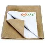 OYO BABY Infant Dry Sheet & Bed Protector | Soft Waterproof Mattress Pad 200×140 cm X-Large | Quick-Dry, Reusable & Extra Absorbent Anti-Piling Fleece Bed Sheet | Skin-Friendly & Easy Clean – Beige