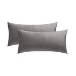 MIULEE Velvet Soft Decorative Square Throw Pillow Case Cushion Covers Pillowcases for Livingroom Sofa Bedroom with Invisible Zipper 40cm x 80cm 16x32 Inch 2 Pieces Grey