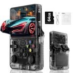 Blidinner R36S Retro Handheld Video Game Console - Linux System,3000mAh Battery,3.5 Inch Screen,64G TF Card,20000+ Classic Games,Portable Game Console for Present to Give Friends for Christmas-Black