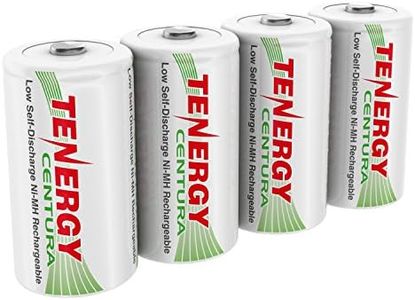 Tenergy Centura 1.2V NiMH Rechargeable D Battery, 8000mAh Low Self Discharge D Cell Batteries, Pre-Charged D Size Battery, 4 Pack, UL Certified