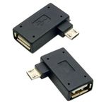 Chenyang 2Pcs 90 Degree Left & Right Angled Micro USB 2.0 OTG Host Adapter with USB Power for Cell Phone & Tablet Left+Right
