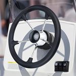 Geloo Boat Steering Wheels Stainless Steel Steering Wheel with Black PU Foam 5 Spoke 13-1/2" Anti-Skid and Anti-Sweat (Black)…