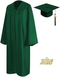 Mukum Matte Graduation Cap and Gown 2026 Set with Tassel Graduation for High School College Bachelor Dark Green-48