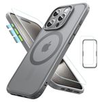 ESR for iPhone 15 Pro Case (5 in 1) Set, Translucent Matte Case with Screen Protector and Camera Lens Protectors, Compatible with MagSafe, Military-Grade Protection, Classic Series, Frosted Gray