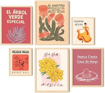 EXCOOL CLUB Mexican Decor for Home - 12x16 Vintage Mexican Art Wall Decor, Retro Mexcian Culture Posters Chicano Painting, Boho Mexico Gallery Wall Prints for Dorm Bedroom Decorations (UNFRAMED)