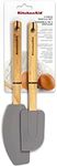 KitchenAid - Spatula Set, 2-Piece Silicone Spatulas with Bamboo Handles, Safe for Nonstick Cookware (Grey)