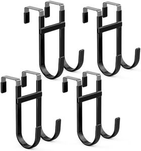 FYY Over The Door Hooks - 4 Pack Heavy Duty Dual-Hook Organizer Hanger with Non-Slip Rubber for Towels, Clothes, Hats & Bags Use in Bathroom, Bedroom, Kitchen - Fits Interior Doors Up to 1 3/8" Black