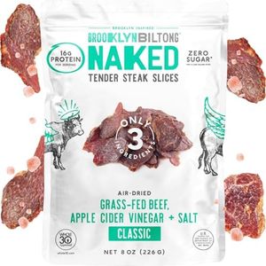Brooklyn Biltong Air Dried Grass Fed Beef Snack, South African Beef Jerky (8 oz, Pack of 1) - Whole30 Approved, Paleo, Keto, Gluten Free, Sugar Free, Made in USA - (Naked)