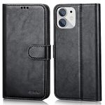 JOYSIDEA iPhone 12/12 Pro Wallet Case, Premium PU Leather Flip Folio Case with Card Holder, Kickstand and Shockproof TPU Cover for iPhone 12/12 Pro 6.1 inch, Black