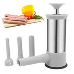 Bemodst Sausage Stuffer, Stainless Steel Manual Homemade Sausage Maker, hot dog Stuffer w/4 Stuffing Tubes, Used to make sausages of different sizes Suitable for family gatherings and barbecues